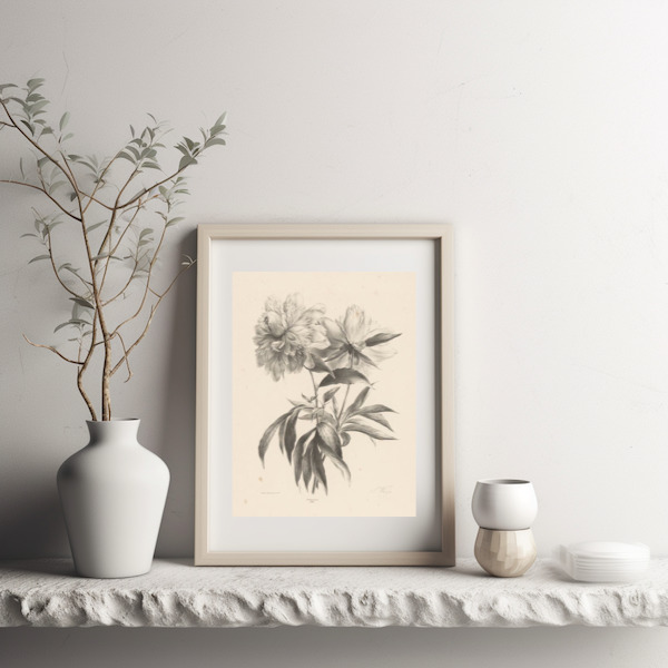 Free Vintage Art: Peony Printable in frame