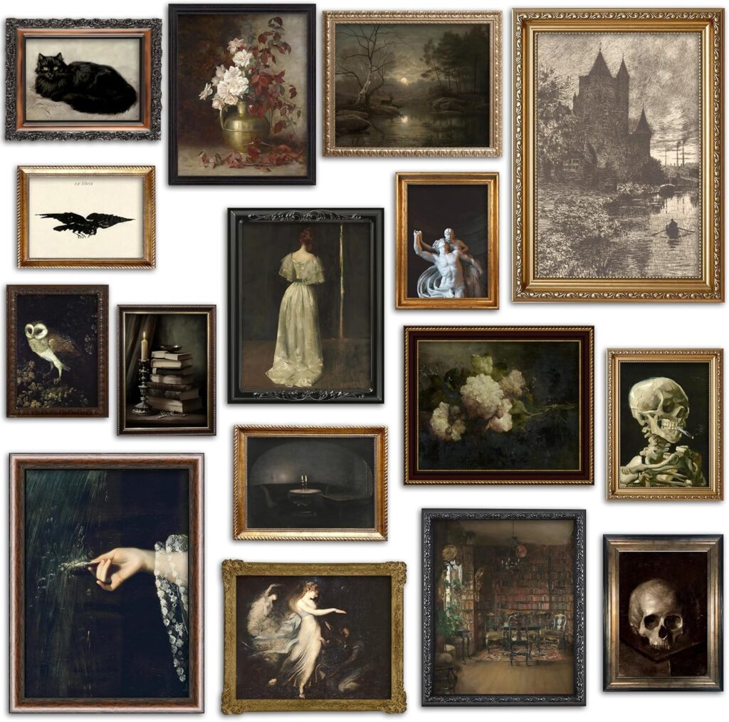 Dark academia halloween wall art prints