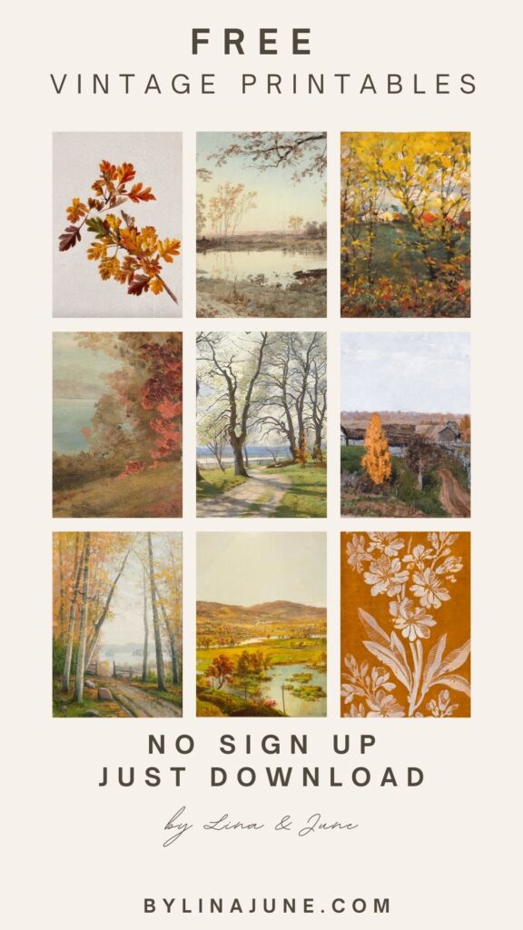 Free Vintage Fall Wall Art - Just click and download, no sign up needed! Free Vintage Printables from the Public Domain - click, download, print. Enjoy! Fall, Autumn