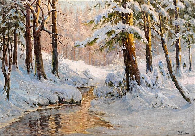 Winter Scene, Vintage Winter Painting, Free Holiday Wall Art,