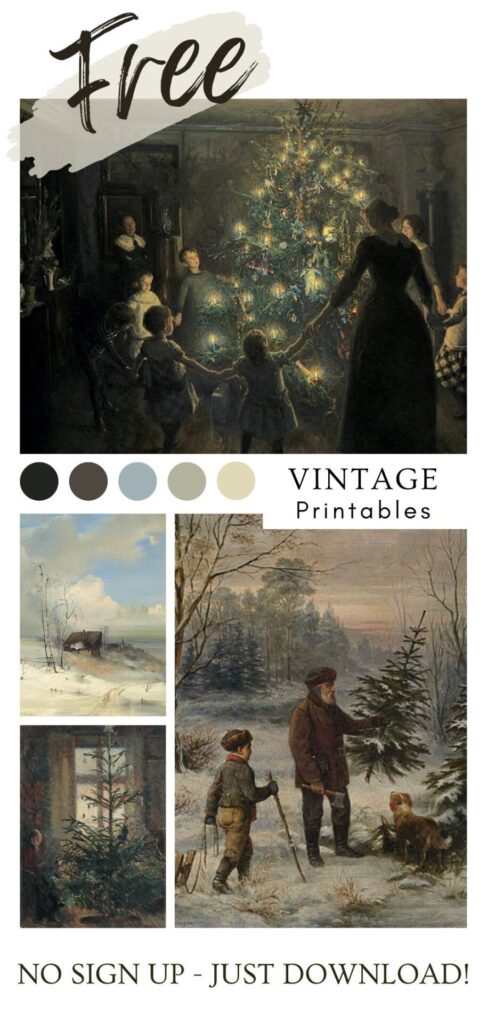 Free Vintage Christmas Printables, Free Hoilday Wall Art,