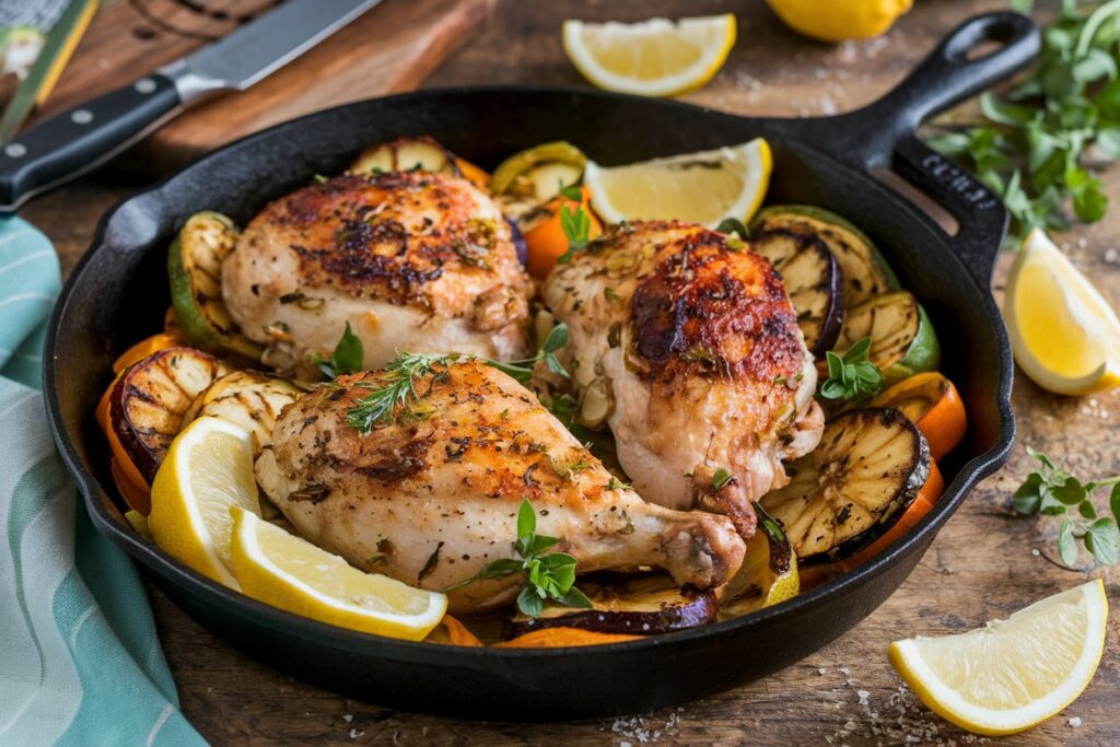 one Pan Lemon Garlic chicken with vegetables